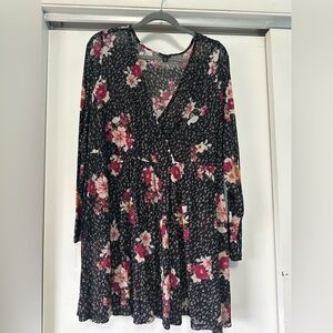 Floral Black and Pink Women's Long Top